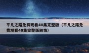 平凡之路免费观看40集完整版（平凡之路免费观看40集完整版剧情）