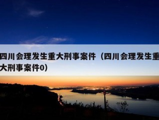 四川会理发生重大刑事案件（四川会理发生重大刑事案件0）