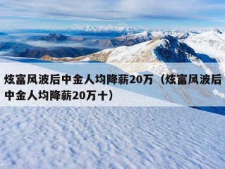 炫富风波后中金人均降薪20万（炫富风波后中金人均降薪20万十）