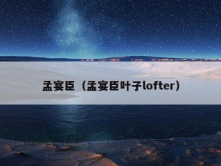 孟宴臣（孟宴臣叶子lofter）