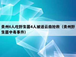 贵州6人吃野生菌4人被送云南抢救（贵州野生菌中毒事件）