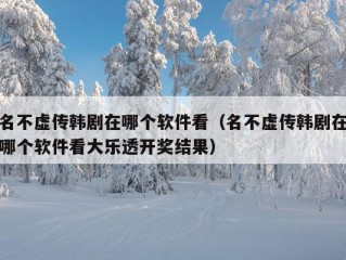 名不虚传韩剧在哪个软件看（名不虚传韩剧在哪个软件看大乐透开奖结果）