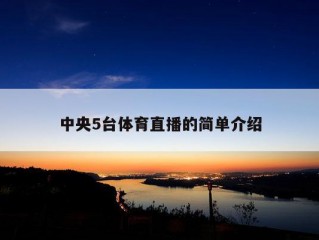 中央5台体育直播的简单介绍