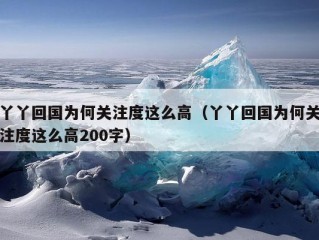 丫丫回国为何关注度这么高（丫丫回国为何关注度这么高200字）