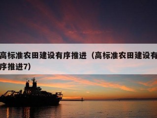 高标准农田建设有序推进（高标准农田建设有序推进7）