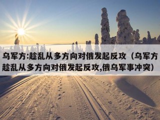 乌军方:趁乱从多方向对俄发起反攻（乌军方趁乱从多方向对俄发起反攻,俄乌军事冲突）