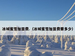 冰城蜜雪加盟费.（冰城蜜雪加盟费要多少）