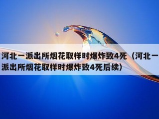 河北一派出所烟花取样时爆炸致4死（河北一派出所烟花取样时爆炸致4死后续）