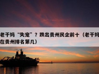 老干妈“失宠”？跌出贵州民企前十（老干妈在贵州排名第几）