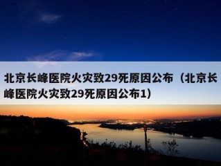 北京长峰医院火灾致29死原因公布（北京长峰医院火灾致29死原因公布1）