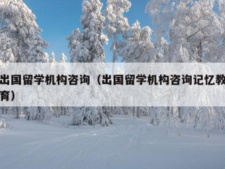 出国留学机构咨询（出国留学机构咨询记忆教育）