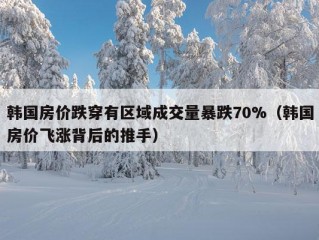 韩国房价跌穿有区域成交量暴跌70%（韩国房价飞涨背后的推手）