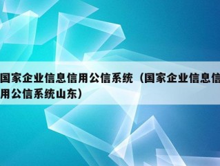 国家企业信息信用公信系统（国家企业信息信用公信系统山东）