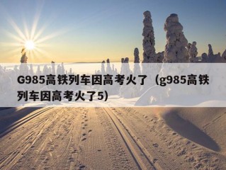 G985高铁列车因高考火了（g985高铁列车因高考火了5）