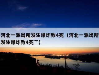 河北一派出所发生爆炸致4死（河北一派出所发生爆炸致4死乛）