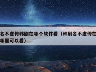 名不虚传韩剧在哪个软件看（韩剧名不虚传在哪里可以看）