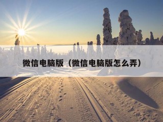 微信电脑版（微信电脑版怎么弄）