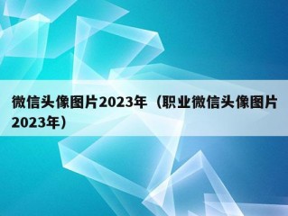 微信头像图片2023年（职业微信头像图片2023年）