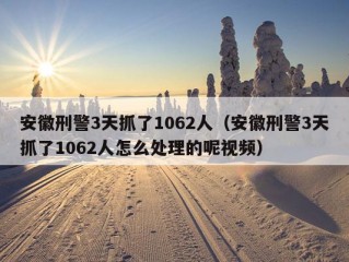 安徽刑警3天抓了1062人（安徽刑警3天抓了1062人怎么处理的呢视频）