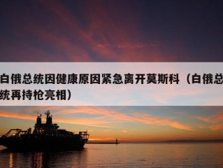 白俄总统因健康原因紧急离开莫斯科（白俄总统再持枪亮相）