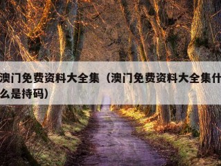 澳门免费资料大全集（澳门免费资料大全集什么是持码）