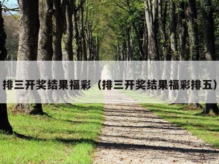 排三开奖结果福彩（排三开奖结果福彩排五）