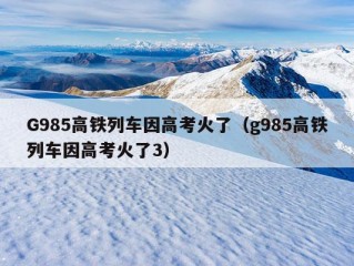 G985高铁列车因高考火了（g985高铁列车因高考火了3）