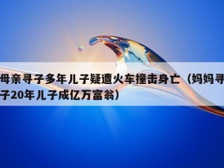 母亲寻子多年儿子疑遭火车撞击身亡（妈妈寻子20年儿子成亿万富翁）