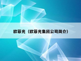 欧菲光（欧菲光集团公司简介）