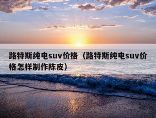 路特斯纯电suv价格（路特斯纯电suv价格怎样制作陈皮）