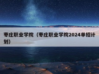 枣庄职业学院（枣庄职业学院2024单招计划）