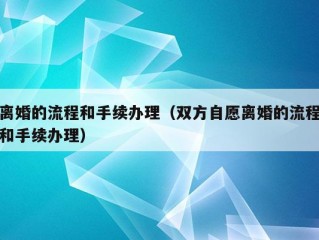 离婚的流程和手续办理（双方自愿离婚的流程和手续办理）