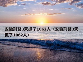 安徽刑警3天抓了1062人（安徽刑警3天抓了1062人）