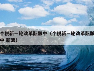 个税新一轮改革酝酿中（个税新一轮改革酝酿中 新浪）