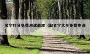 名字打分免费测试最准（取名字大全免费查询）