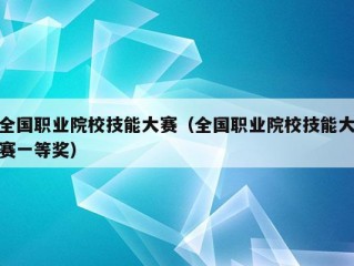 全国职业院校技能大赛（全国职业院校技能大赛一等奖）