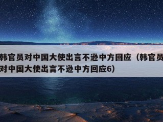 韩官员对中国大使出言不逊中方回应（韩官员对中国大使出言不逊中方回应6）