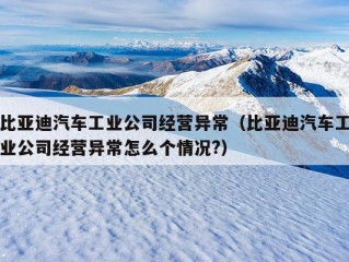 比亚迪汽车工业公司经营异常（比亚迪汽车工业公司经营异常怎么个情况?）