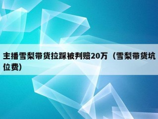 主播雪梨带货拉踩被判赔20万（雪梨带货坑位费）