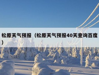 松原天气预报（松原天气预报40天查询百度）