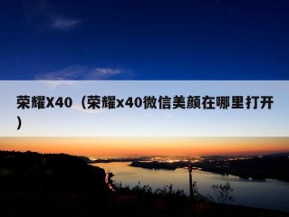 荣耀X40（荣耀x40微信美颜在哪里打开）