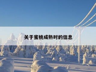 关于蜜桃成熟时的信息