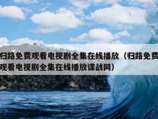 归路免费观看电视剧全集在线播放（归路免费观看电视剧全集在线播放谍战网）