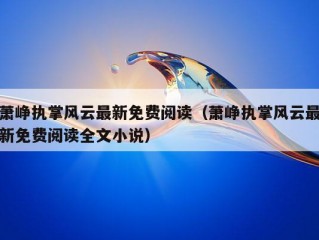 萧峥执掌风云最新免费阅读（萧峥执掌风云最新免费阅读全文小说）