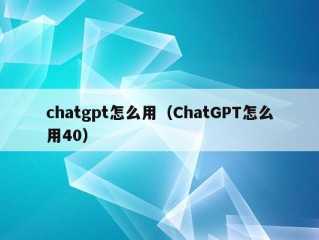 chatgpt怎么用（ChatGPT怎么用40）