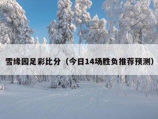 雪缘园足彩比分（今日14场胜负推荐预测）