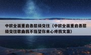 中欧全面重启各层级交往（中欧全面重启各层级交往歌曲我不指望你来心疼我文案）