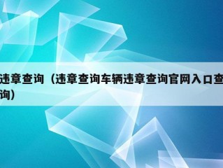 违章查询（违章查询车辆违章查询官网入口查询）