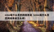 emo是什么意思网络用语（emo是什么意思网络用语怎么读）