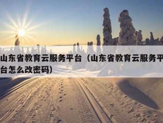 山东省教育云服务平台（山东省教育云服务平台怎么改密码）